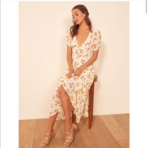 NEW REFORMATION Limonada Cosa Midi Dress - Picture 2 of 4